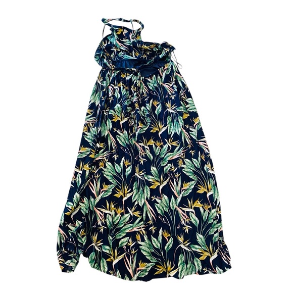 PROMESA Tropical Print Navy Background Boho Halter Style - Picture 5 of 9